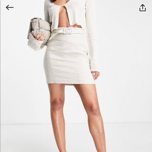 & Other Stories belted linen mini skirt
